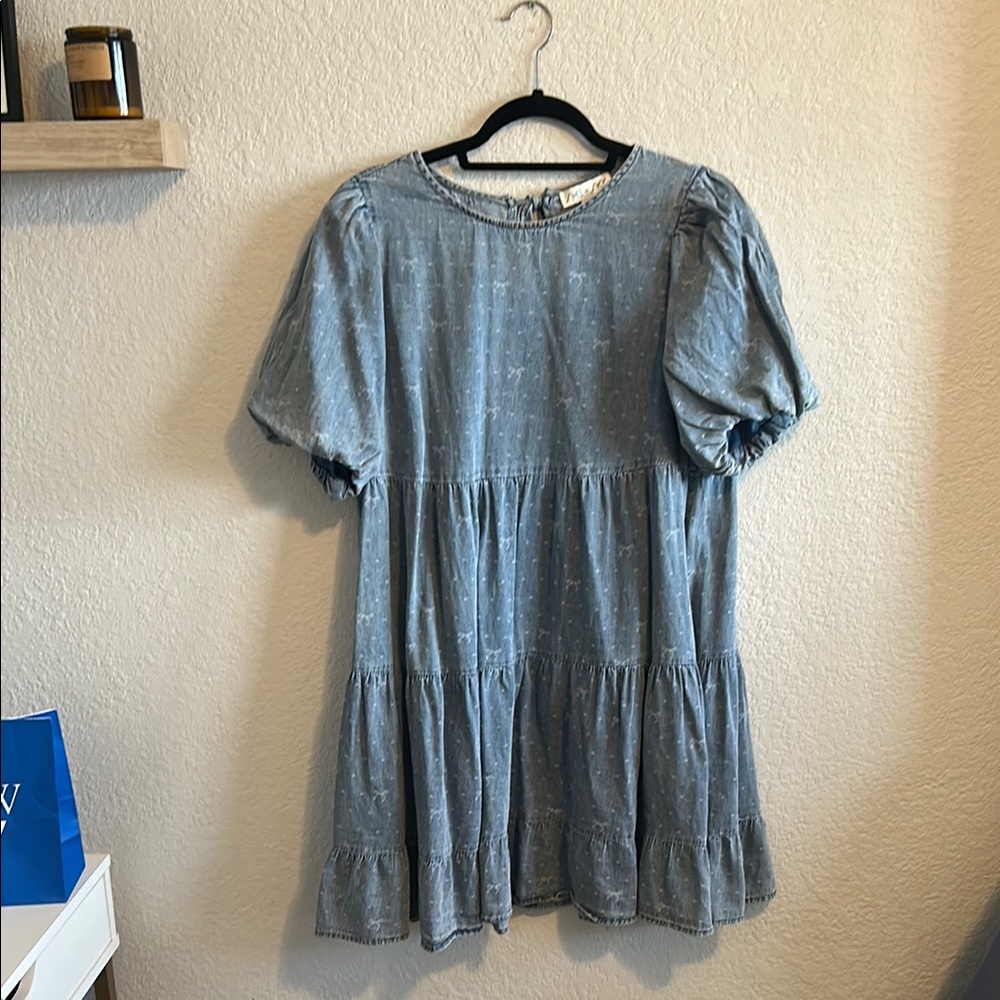 Blue Puff Sleeve Dress